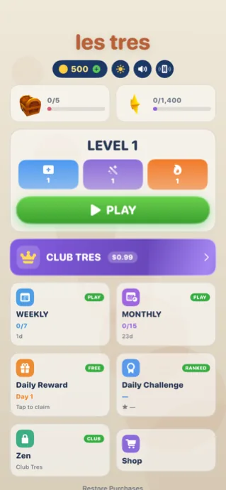 Les Tres on iOS