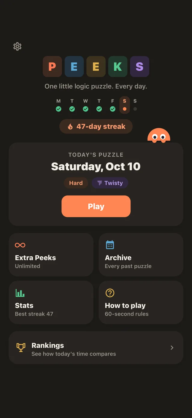 Peeks: Today&rsquo;s puzzle and your streak